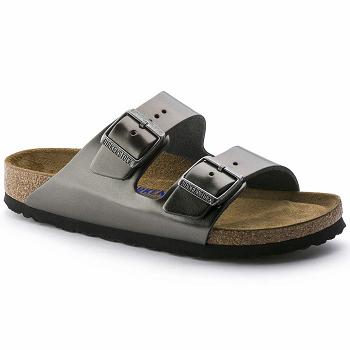 Birkenstock Soft Footbed Læder Arizona Dame Sort | DK 59YXF